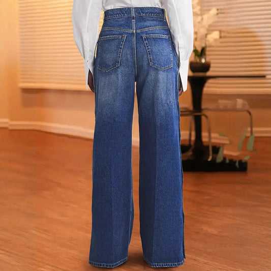 AutumnWinter Niche Design Heart-Shaped Rivet Denim Pants